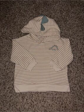 Carter's Cream & Tan Striped Hoodie with Dino Accent